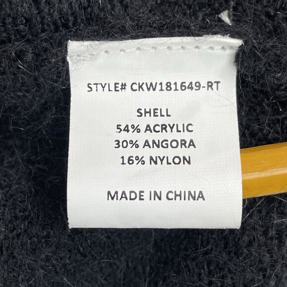 Code x Mode Fuzzy Knit V Neck Crop Top Women's Large Black Angora Sleeveless - Picture 6 of 9